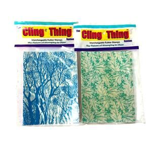 Large Cling Mount Stamps Trees Leaves 5.5x4.25" NEW Scrapbooking Stamping Cards